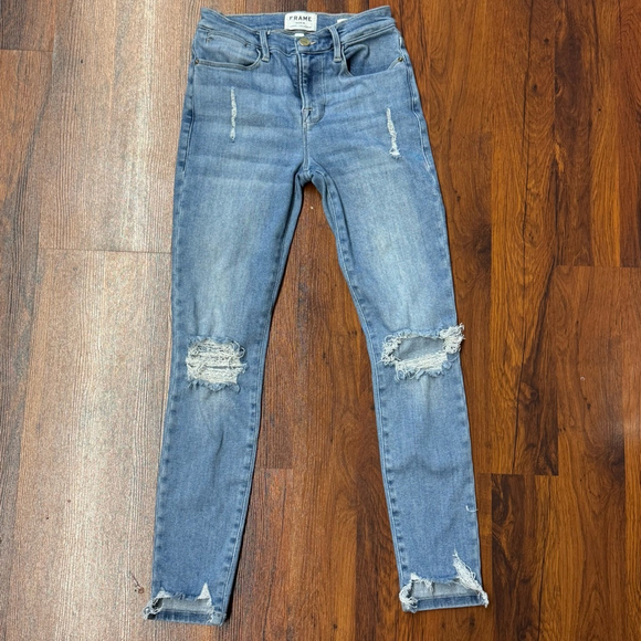 FRAME Le High Skinny Crop Distressed Jeans – Size 25 - Picture 1 of 4